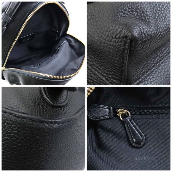 Auth COACH Backpack Black Leather/Goldtone - - Picture 14 of 14